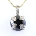 12 Ct Brilliant Cut Black Diamond Designer Pendant with Diamond Accents - ZeeDiamonds