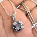 12 Ct Brilliant Cut Black Diamond Designer Pendant with Diamond Accents - ZeeDiamonds