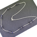 Elegant Sapphire Gemstones Chain Necklace with Black Diamond Bead - ZeeDiamonds
