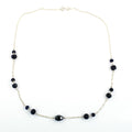 Elegant Sapphire Gemstones Chain Necklace with Black Diamond Bead - ZeeDiamonds