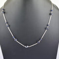 Elegant Sapphire Gemstones Chain Necklace with Black Diamond Bead - ZeeDiamonds