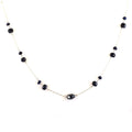 Elegant Sapphire Gemstones Chain Necklace with Black Diamond Bead - ZeeDiamonds