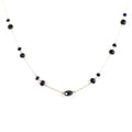 Elegant Sapphire Gemstones Chain Necklace with Black Diamond Bead - ZeeDiamonds