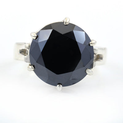 9 Ct Round Cut Black Diamond Solitaire Ring in 925 Sterling Silver - ZeeDiamonds