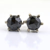 1 Ct Each, Certified Rose Cut Black Diamond Solitaire Studs in 925 Silver, Great Sparkle & Luster