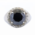 4.50 Ct Black Diamond Solitaire Cocktail Ring with Diamond Accents - ZeeDiamonds