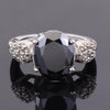 6.75 Ct Black Diamond Solitaire Ring with Diamond Accents, Amazing Collection & Great Brilliance