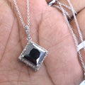 5.25 Ct Princess Cut Black Diamond with Diamond Accents Designer Pendant - ZeeDiamonds