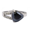 Certified 4.20 Ct Amazing Black Diamond with White Diamond Accents Ring, Full of Fire & Very Elegant