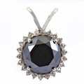 9.60 Ct Brilliant Cut Black Diamond Pendant with White Diamond Accents - ZeeDiamonds