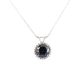 9.60 Ct Brilliant Cut Black Diamond Pendant with White Diamond Accents - ZeeDiamonds