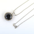 9.60 Ct Brilliant Cut Black Diamond Pendant with White Diamond Accents - ZeeDiamonds