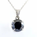 4.50 Ct Round Black Diamond Solitaire Pendant, AAA Certified - ZeeDiamonds