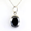 4 Ct Oval Shape Black Diamond Solitaire Pendant in Bezel Setting, 100% Certified! Ideal Gift