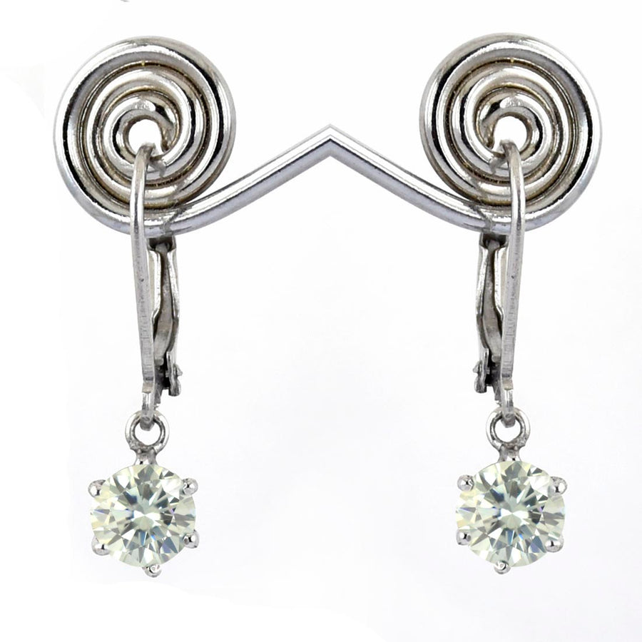 3 Ct Certified, Off-White Tinge of Blue Diamond Dangler Earring, Great Style - ZeeDiamonds