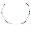 5 mm, Black Diamond Chain Necklace with Emerald Gemstone Beads , Certified! Free Diamond Studs .