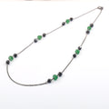 5 mm, Black Diamond Chain Necklace with Emerald Gemstone Beads - ZeeDiamonds