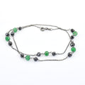 5 mm, Black Diamond Chain Necklace with Emerald Gemstone Beads - ZeeDiamonds