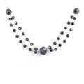 4 mm, Round Black Diamond Beautiful Two Row Chain Necklace - ZeeDiamonds