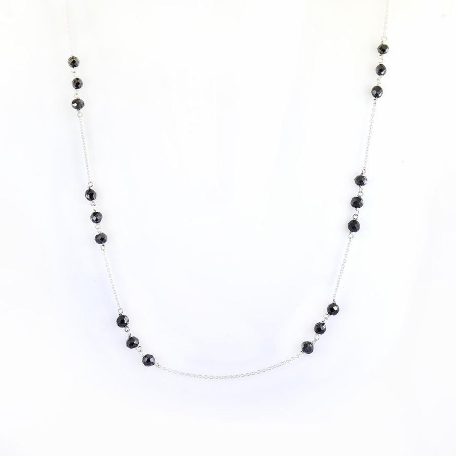 AAA Certified Round Black Diamond Chain Necklace, Great Brilliance - ZeeDiamonds