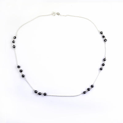 AAA Certified Round Black Diamond Chain Necklace, Great Brilliance - ZeeDiamonds