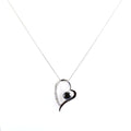 1.50 Ct Black Diamond Heart Shape Pendant with White Diamond Accents - ZeeDiamonds