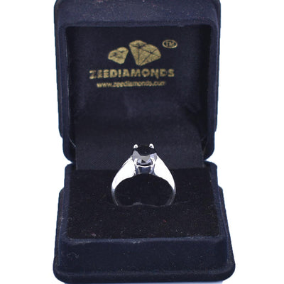 3-6 Ct Black Diamond Solitaire Men's Ring in 925 Sterling Silver - ZeeDiamonds