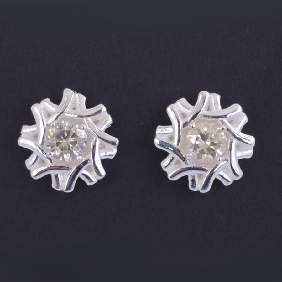 AAA Quality 1.60 Ct Designer Off-White Diamond Solitaire Studs. - ZeeDiamonds