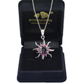 4 Ct AAA Certified Black Diamond Sun Pendant with Ruby Accents - ZeeDiamonds