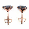 4 Carat Round Shape Black Diamond Solitaire Studs, Great Shine - ZeeDiamonds