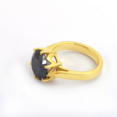 2.50 Ct AAA Certified Black Diamond Solitaire Ring, Great Shine - ZeeDiamonds