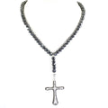 7 mm Black Diamonds Necklace For Men with Holy Cross pendent. - ZeeDiamonds