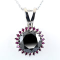 AAA Certified Round Cut Black Diamond Pendant with Accents - ZeeDiamonds