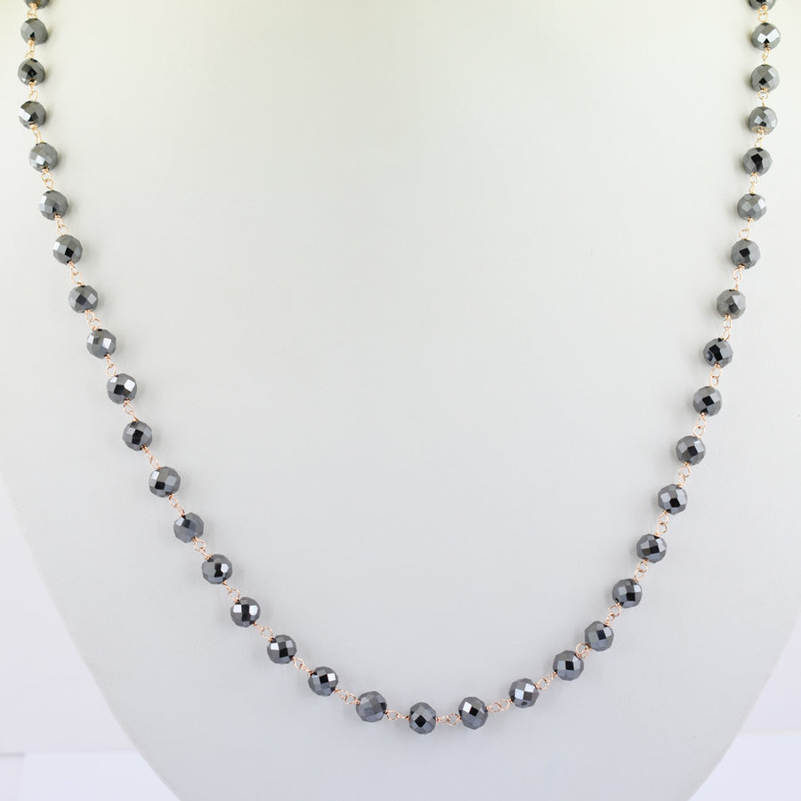 4 mm AAA Quality Round shape Black Diamond Necklace - ZeeDiamonds