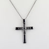Certified Black Diamond Solitaire Designer Cross Pendant in 925 Silver, Great Shine & Excellent Cut