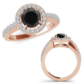 2 Ct Black Diamond & White Diamond Accents Engagement Ring In Rose Gold - ZeeDiamonds