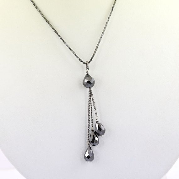 34.5 Cts 100% Certified Black Diamond Designer Chain Necklace - ZeeDiamonds