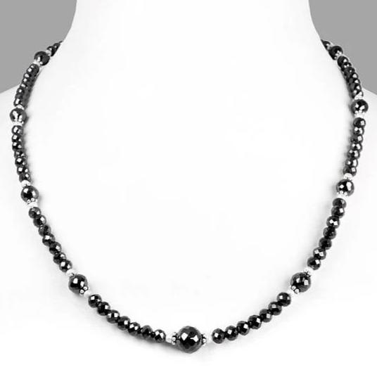 6 mm Black Diamond Faceted Beads Necklace With 8 mm Beads - ZeeDiamonds