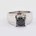 2 Carats Round Brilliant Cut Black Diamond Band Ring in White Gold - ZeeDiamonds