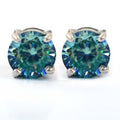 4 Ct Blue Diamond Solitaire Studs in 4 Prong Setting With 925 Silver, Great Brilliance ! - ZeeDiamonds