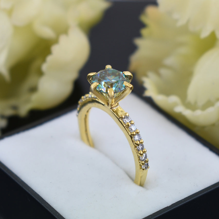 1.35 Ct Elegant Blue Diamond Women's Ring with Accents in 925 Silver! Great Shine & Luster! Ideal For Anniversary Gift, Certified Diamond! - ZeeDiamonds