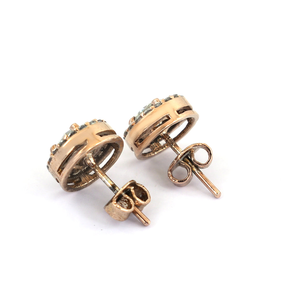 Amazing 1.40 Carat Off White Diamond Stud Earrings With Accents in 925 Silver with Rose Gold! Latest Style ! Gift For Birthday/Anniversary! - ZeeDiamonds