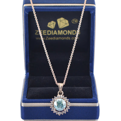 2 Ct Elegant Blue Diamond Pendant in 925 Silver with Accents, Great Luster & Excellent Cut! Gift for Anniversary/Birthday! Certified Diamond - ZeeDiamonds
