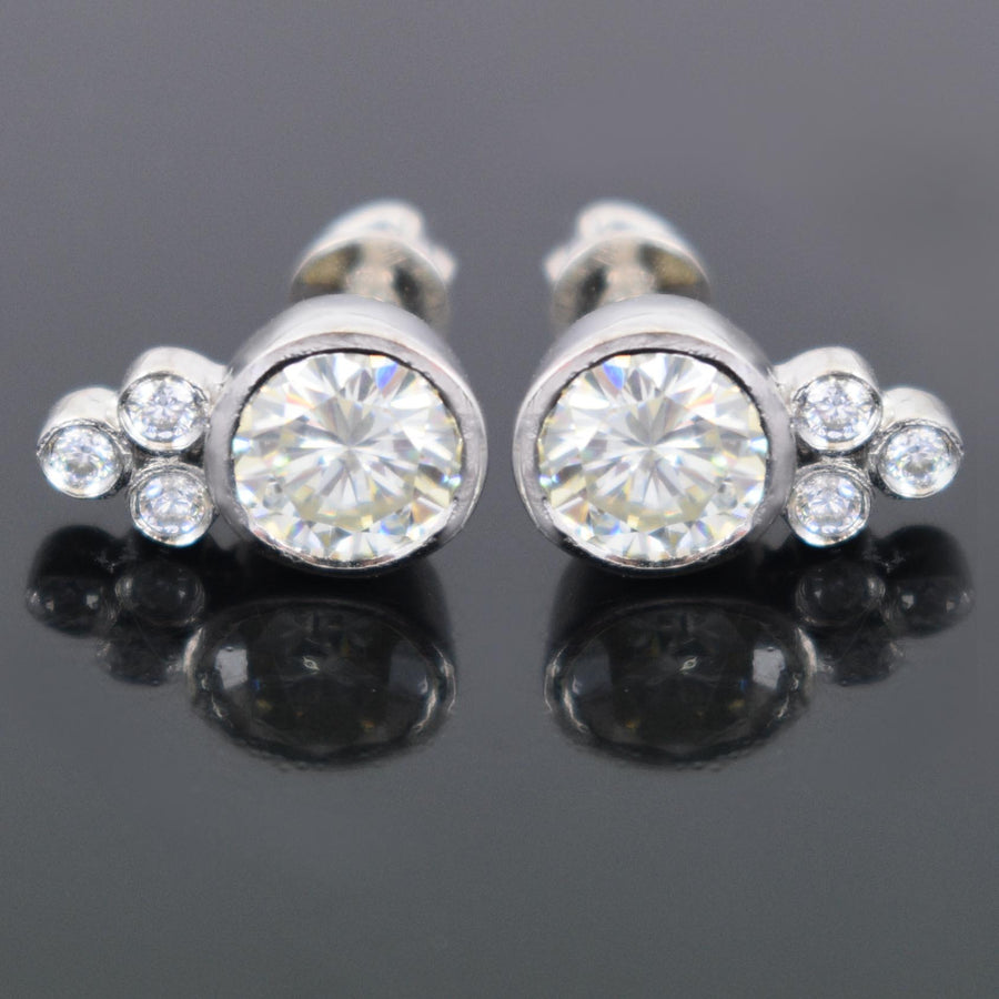 AAA Certified 2.40 Ct, Lovely Off-White Diamond Studs with White Accents  ! Very Latest Collection & Great Shine - ZeeDiamonds