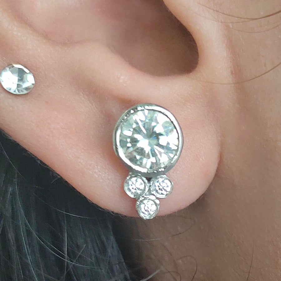 AAA Certified 2.40 Ct, Lovely Off-White Diamond Studs with White Accents  ! Very Latest Collection & Great Shine - ZeeDiamonds