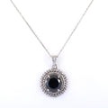 5 Ct AAA Quality Brilliant Cut Black Diamond Pendant with White Accents in Prong Setting! Beautiful Design and Latest Collection, Certified Diamond - ZeeDiamonds