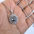 5 Ct AAA Quality Brilliant Cut Black Diamond Pendant with White Accents in Prong Setting! Beautiful Design and Latest Collection, Certified Diamond - ZeeDiamonds