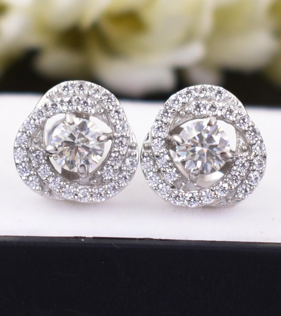 AAA Certified 1.10 Ct, Designer Off-White Diamond Studs with White Accents  ! Very Latest Collection & Ideal Gift for Lovely Wife - ZeeDiamonds
