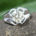 2.15 Ct Brilliant Cut Off-White Diamond Solitaire Men's Ring in Prongs, 100% Certified. Ideal Gift for Anniversary, Birthday