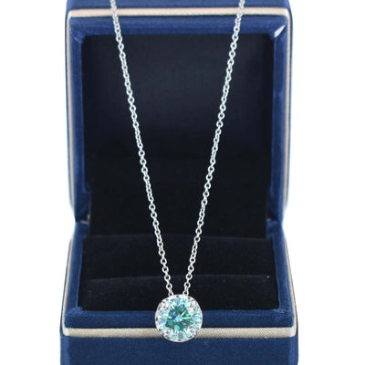 3.20 Ct AAA Certified Brilliant Cut Blue Diamond Solitaire Pendant in White Finish, Very Elegant Shine & Ideal Gift for Anniversary, Birthday - ZeeDiamonds